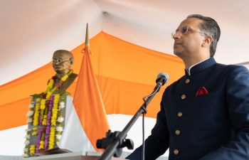 On the occasion of 153rd Birth Anniversary of Mahatma Gandhi, Ambassador Abhishek Singh and Foreign Minister of Venezuela H.E. Carlos Faria addressed the gathering